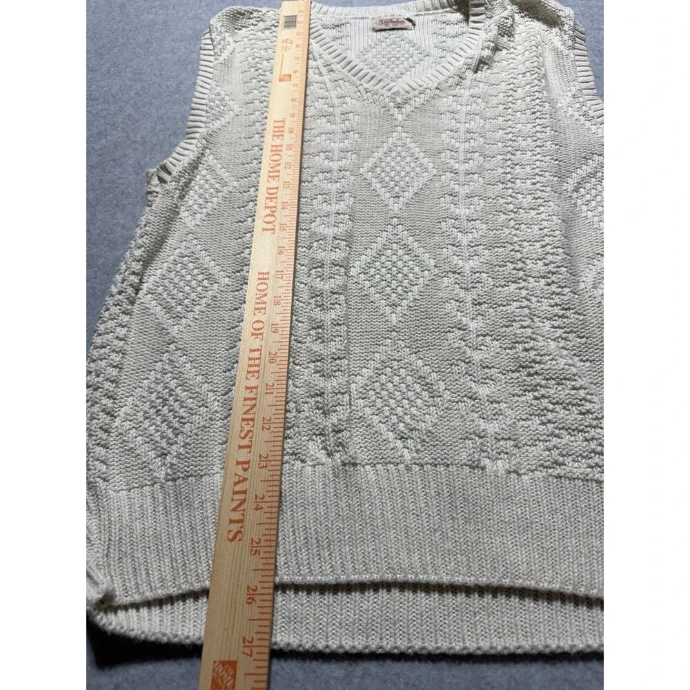 Vintage Norman Shirtmakers Cotton Knit Sweater Vest Cream Size XL Mens